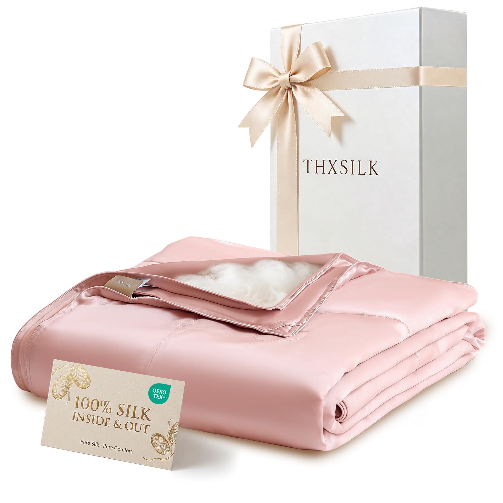 Amazon.com: THXSILK 100% Mulberry Silk Throw Blanket, 53